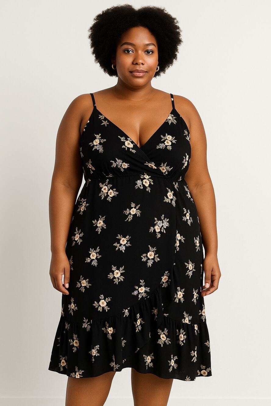 Inspired hearts plus size Floral Black Dress 1X romantic whimsigoth tie back